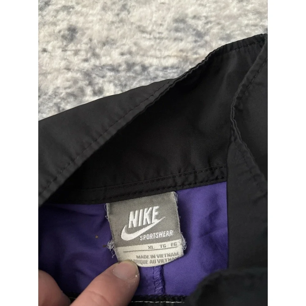 Vintage Nike 1/3 Anorak Jacket XL Black Purple Track Pullover‎ Pocket 1/4 Zip